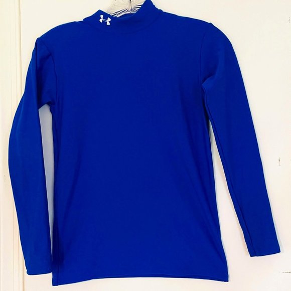 Under Armour YLG, Youth long sleeve, Blue, Mock Neck, Large - Picture 4 of 6